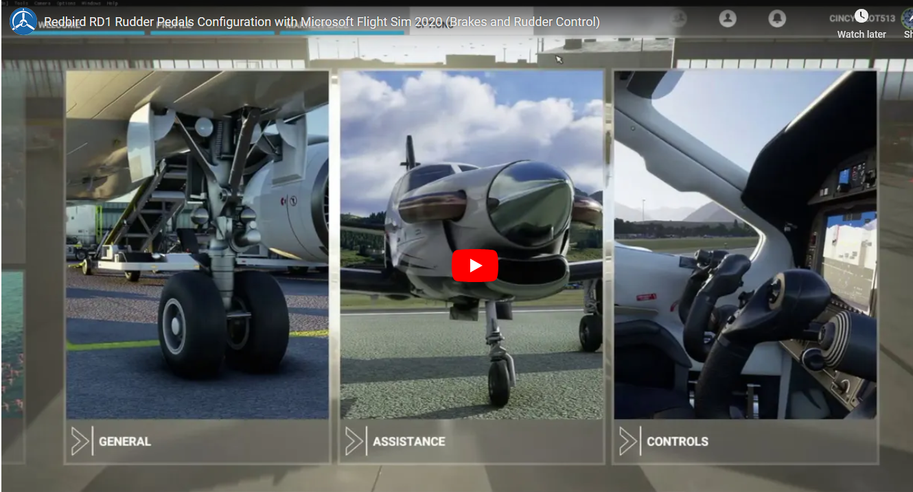 Redbird RD1 Rudder Pedals Configuration with Microsoft Flight Sim 2020