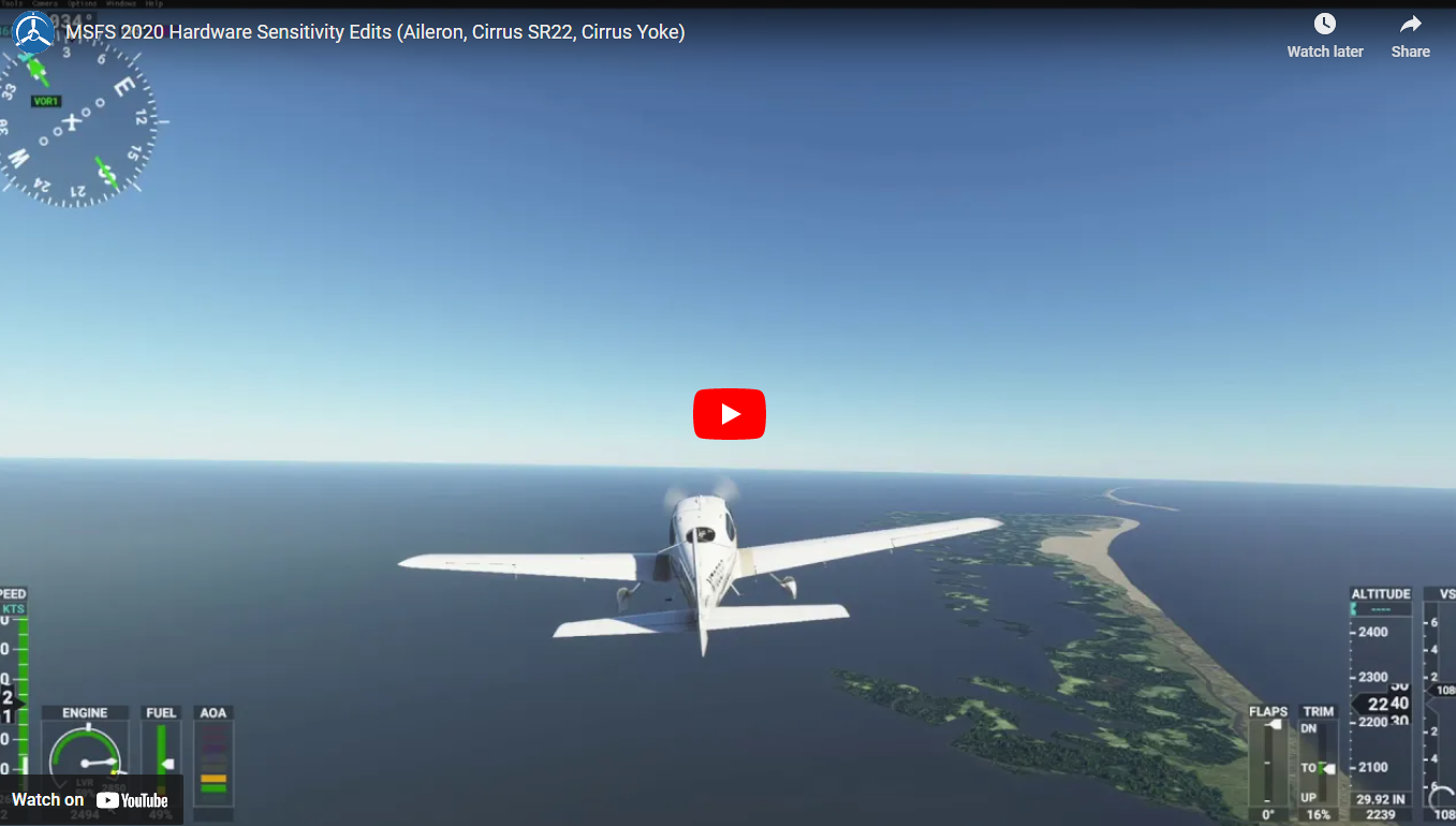 Msfs 2020 hardware sensitivity edits aileron cirrus sr22 cirrus yoke